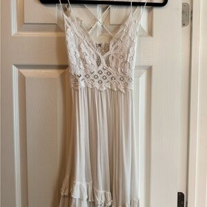 Free People White Lace Mini Dress